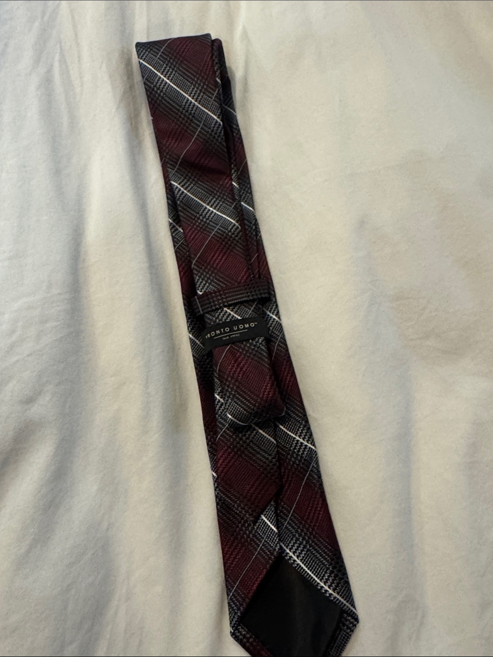 Pronto Uomo Men's Burgundy Plaid Tie -